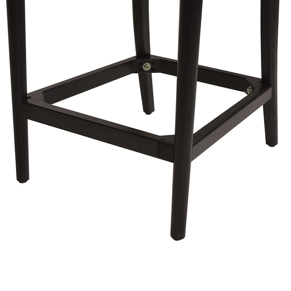 English Elm Jennifer Taylor Home - Panama 26.5" Curved Back Cane Rattan Counter Stool Set of 2 with Oak Frame, Bouclé Upholstery & Brass Footrest Black B2719P238388