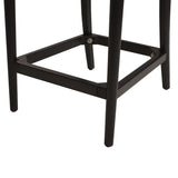 English Elm Panama 26.5" Curved Back Cane Rattan Counter Stool, Set Of 2, Ebony Black Boucle