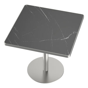 English Elm Square Bistro Pedestal Table Faux Marble Top Tulip Base for Small Dining Spaces W3316P421497