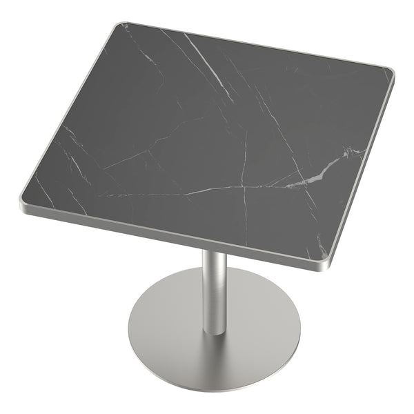 English Elm Square Bistro Pedestal Table Faux Marble Top Tulip Base for Small Dining Spaces W3316P421497