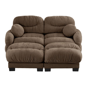English Elm Teddy Fleece Modular Cloud Sofa with Curved Silhouette Ottomans and Lumbar Pillows Brown W5656S00057