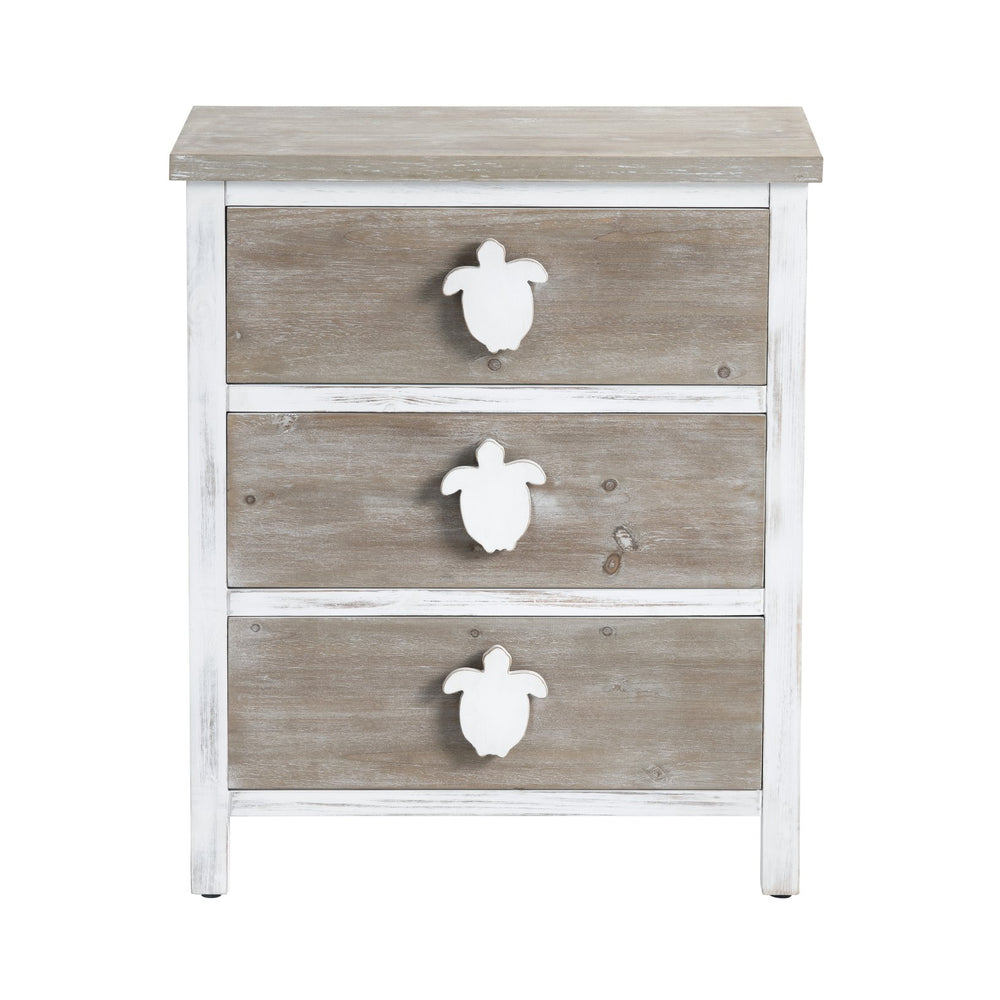 Crestview Collection Coastal Accent Chest - Rustic Wood Storage With Whimsical Turtle Handles, No Assembly Needed! White Solid Wood Cvfzr6203