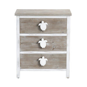 Crestview Collection Coastal Accent Chest - Rustic Wood Storage With Whimsical Turtle Handles, No Assembly Needed! White Solid Wood Cvfzr6203