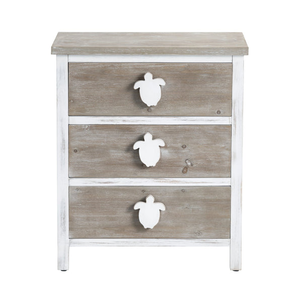 Crestview Collection Coastal Accent Chest - Rustic Wood Storage With Whimsical Turtle Handles, No Assembly Needed! White Solid Wood Cvfzr6203