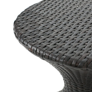 English Elm Outdoor Wicker Hourglass Side Table Sculptural Rattan Weave Patio Accent N773P362081B