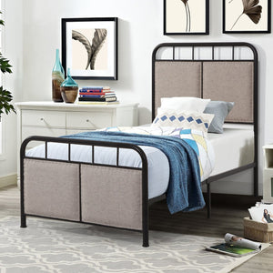 English Elm Twin Sturdy Metal Bed Frame for Twin Mattress — Quiet, Tool-Included Assembly, No Box Spring Needed, 300LB Capacity Black 44.49 L x 42.72 W x 5.31 H W2297P347758