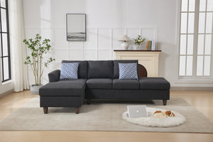 English Elm Hidden Compartment Modular Sectional with Pull Out Drawer and Coordinated Accent Pillows Black+ Gray B2730S00062