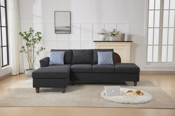 English Elm Hidden Compartment Modular Sectional with Pull Out Drawer and Coordinated Accent Pillows Black+ Gray B2730S00062
