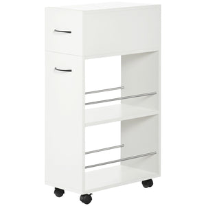 English Elm Homcom 3 Tier Slim Rolling Utility Cart with Drawer for Kitchen Bathroom Laundry W2225P229636