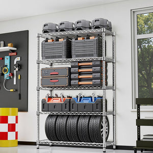 English Elm 1750 Lbs Carbon Steel Five Tier Wire Shelving Unit Heavy Duty Garage Storage Rack Chrome W5386P480701