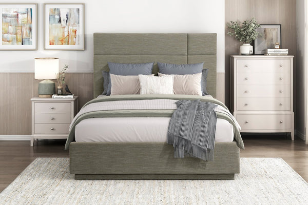 English Elm White Solid Wood Full Bed Frame with Tall Paneled Headboard Classic Cottage Style B011S02498