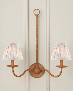 Currey & Company Wildflower Tapered Chandelier Shade - Lush Magenta & Yellow Floral Design For Elegant Decor Blue Cotton 0900-0048-currey-company