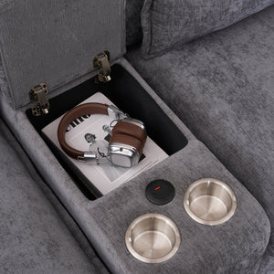 English Elm 123*55" Modern U-Shaped Sleeper Sofa with Double Chaise, Console, Cupholders & USB Ports, Grey W3401S00002