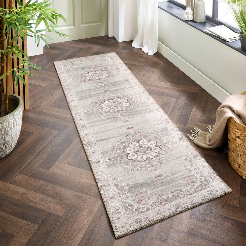 English Elm Oxford Medallion Runner Rug Polyester Pile Jute Backing Hallway Entryway Traditional B186P428901