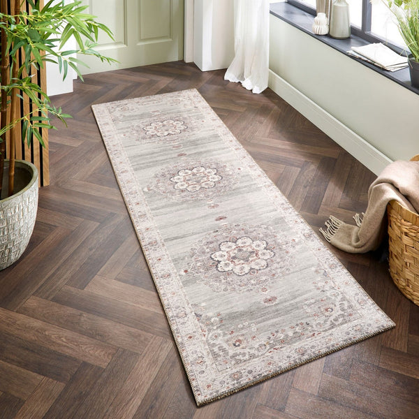 English Elm Oxford Medallion Runner Rug Polyester Pile Jute Backing Hallway Entryway Traditional B186P428901