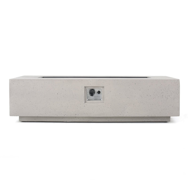 English Elm 50000 Btu Rectangular Mgo Concrete Propane Fire Table for Outdoor Patio Gatherings 59242.00WHI-50K