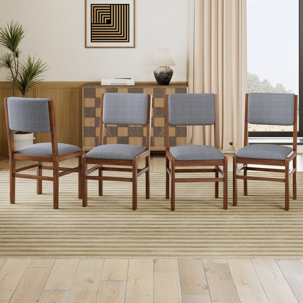 English Elm Dining Chairs Set Of 4 – Mid-Century Modern Upholstered Kitchen Seats For Stylish Dining Spaces N752P271215E