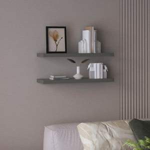 English Elm Ecco Floating Shelves Set of 2 with Hidden Brackets, Modern Matte Finish Wall Storage Display Unit Gray 32 L x 11 W x 4 H B200P239105