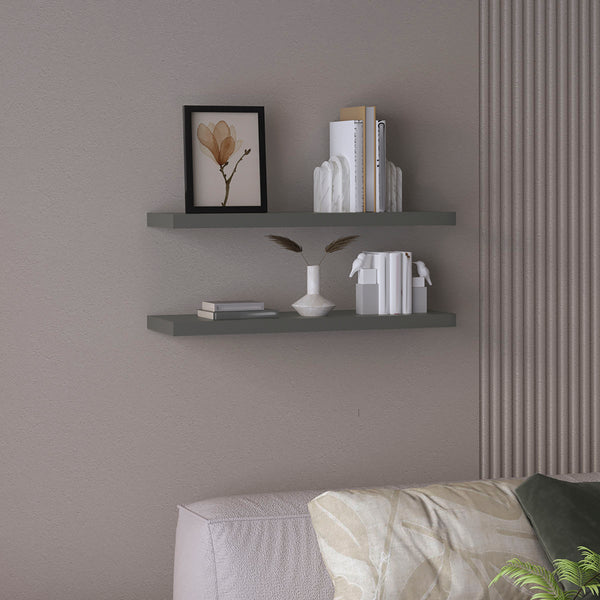 English Elm Ecco Floating Shelves Set of 2 with Hidden Brackets, Modern Matte Finish Wall Storage Display Unit Gray 32 L x 11 W x 4 H B200P239105