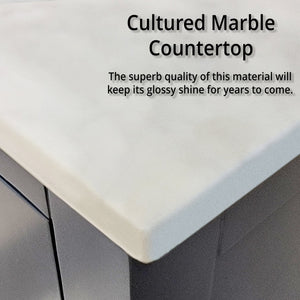 English Elm Dark Grey Double Bath Vanity 72 in W x 22 in D with Cultured Marble Top, Soft-Close Drawers & Mirror B2731S00793