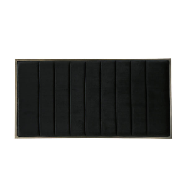 English Elm Christopher Knight Home® - Upholstered Velvet Ottoman Bench – Elegant Brass Frame, Chic Black Design For Modern Interiors N757P256384B