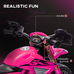 English Elm Qaba Kids Electric Dirt Bike 6v Battery Powered Ride on with Training Wheels Ages 3 to 8 Pink W2225P249809