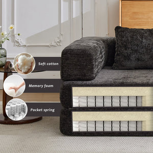 English Elm Compression Convertible Floor Sofa Bed - Flexible Modular Chenille Loveseat For Small Spaces, No Assembly! W3723P345650