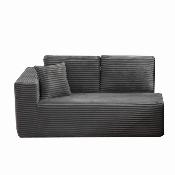 English Elm Modular Corduroy Sectional Sofa Left Long Seat Gray SF502AGY — No Assembly, Plush & Versatile W1143P313191