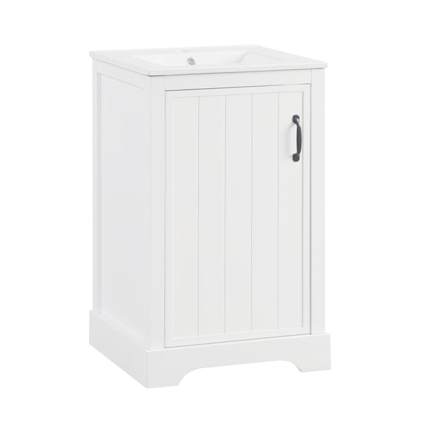 English Elm 20" Bathroom Vanity With Soft-Close Door, Ceramic Sink, Adjustable Shelves & Chic Storage Solutions N725P351852K