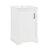 English Elm 20" Bathroom Vanity With Sink, Bathroom Cabinet With Soft Closing Door, Storage Rack and Adjustable Shelve, White