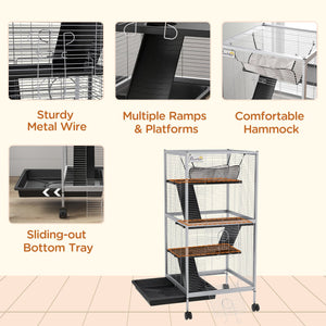 English Elm Pawhut Double Stacked Aviary Steel Bird Cage with Rolling Casters for Small Birds W2225P173733