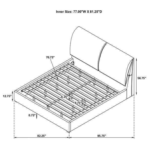 English Elm Brewster Charcoal Grey Upholstered Eastern King Bed With Pillow-Tufted Headboard For Cozy Elegance B062S01244