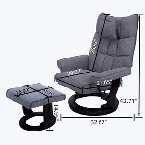 English Elm 8-point Massage Recliner with Heat Ottoman Chenille Swivel Lounge Chair W1622S00002