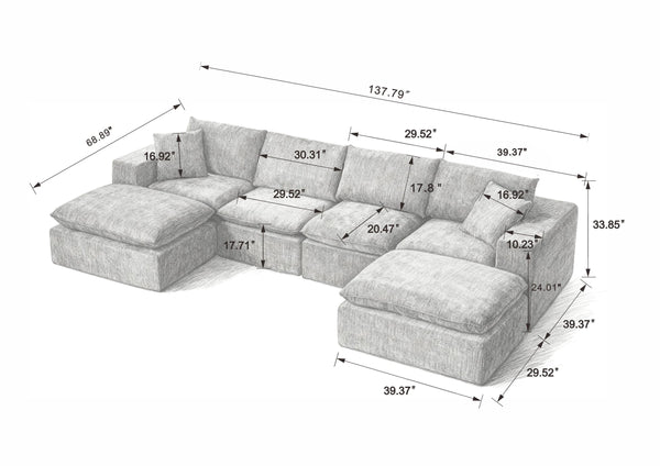 English Elm Modern Chenille Cloud Sofa - Cozy, Customizable Comfort For Contemporary Living Rooms & Offices W3396S00041