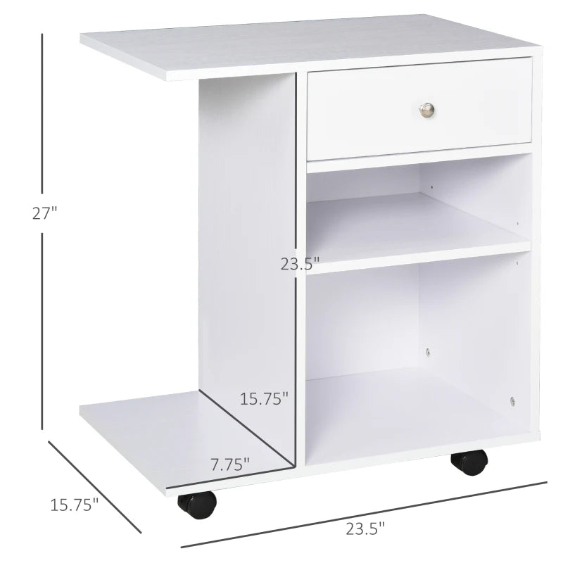 English Elm File Cabinet Cart with Rolling Casters Cpu Compartment and Drawer for Home Office T3971P470616