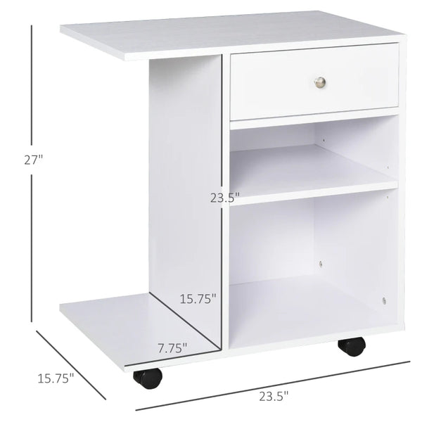 English Elm File Cabinet Cart with Rolling Casters Cpu Compartment and Drawer for Home Office T3971P470616