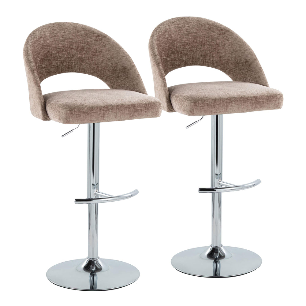 English Elm Adjustable Swivel Barstools Set of 2 Fabric Seat Black Metal Base Kitchen Counter Brown B202S02004