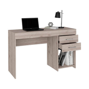 English Elm Ibare Compact Two-Drawer Computer Desk with Lower Shelf, 47.2" Wide Gray Particleboard Workspace and Storage B20091873