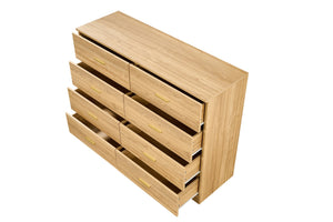 English Elm Modern Natural 8-Drawer Dresser with Waterproof Finish, Spacious Storage, Sleek Durable Bedroom Chest W1785P308517