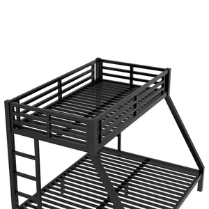 English Elm Metal Twin Xl Over Queen Bunk Bed - Space-Saving Design, Noise-Reducing Steel Frame, Black Finish W1580P339198