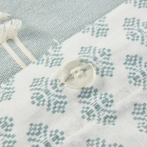 English Elm King/Cal Kara Cotton Jacquard Duvet Cover Set - Eco OEKO-TEX, Aqua Diamond Reverse, Button Closure, 3pc B03596483