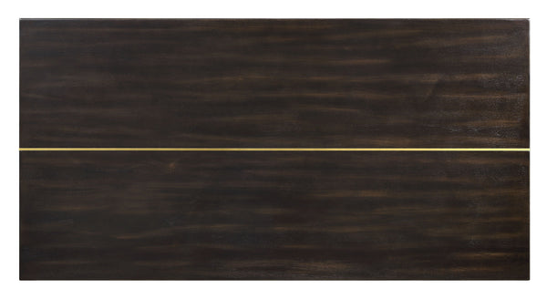 English Elm Jaramillo Rustic Espresso & Gold Dining Table - Weathered Composite Wood, Sturdy 100lb Fixed Top B2726P266493