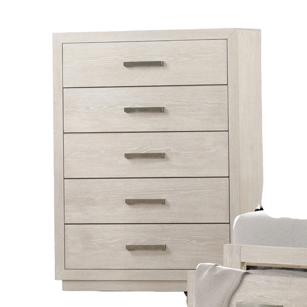 English Elm Transitional Tall Chest Acacia Wood Dovetail Drawers Light Gray Bedroom Storage B2741P434090