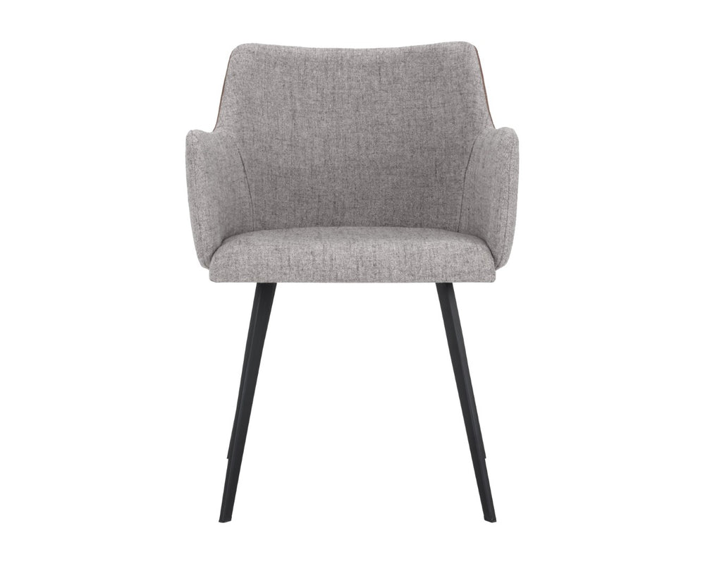 Sunpan GRIFFIN Dining Armchair - Elegant Two-Tone November Grey & Bravo Cognac for Modern Spaces 105083