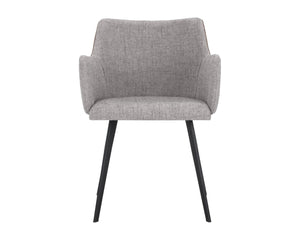 Sunpan GRIFFIN Dining Armchair - Elegant Two-Tone November Grey & Bravo Cognac for Modern Spaces 105083
