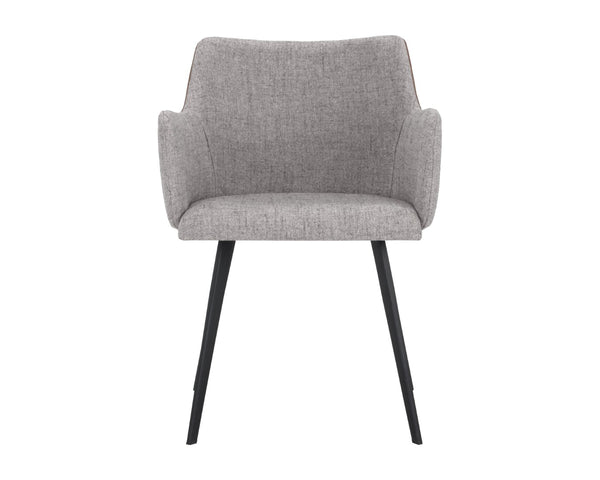 Sunpan GRIFFIN Dining Armchair - Elegant Two-Tone November Grey & Bravo Cognac for Modern Spaces 105083