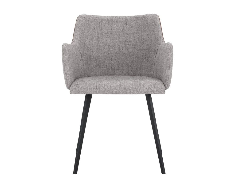 Sunpan Griffin Dining Armchair - Modern Comfort Meets Stylish Design for Any Space with Durable Iron Legs November Grey / Bravo Cognac