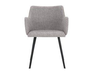 Sunpan Griffin Dining Armchair - Modern Comfort Meets Stylish Design for Any Space with Durable Iron Legs November Grey / Bravo Cognac