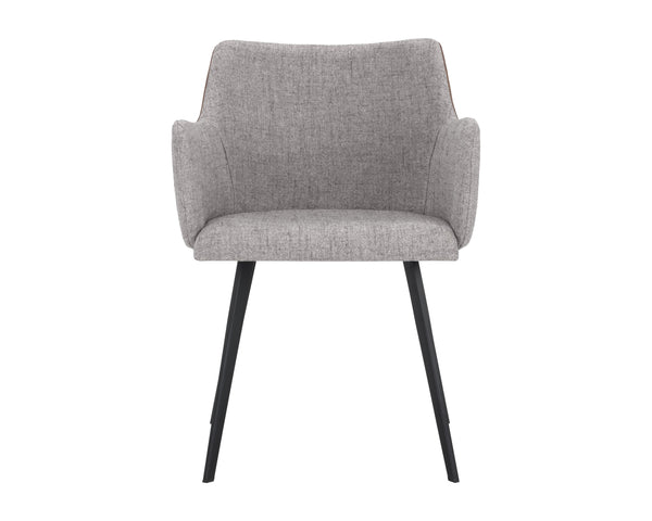 Sunpan Griffin Dining Armchair - Modern Comfort Meets Stylish Design for Any Space with Durable Iron Legs November Grey / Bravo Cognac
