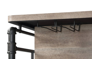 English Elm Edina Counter Height Table in Antique Oak & Sandy Gray Finish – Sturdy 35mm Top, 2 Shelves, 100lb Limit B2726P283822